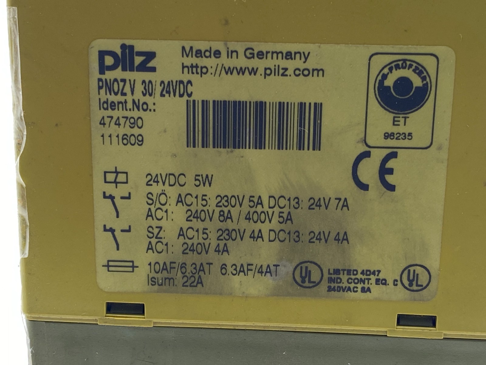 Pilz PNOZ V Safety Relay 474790 111609 30/24VDC
