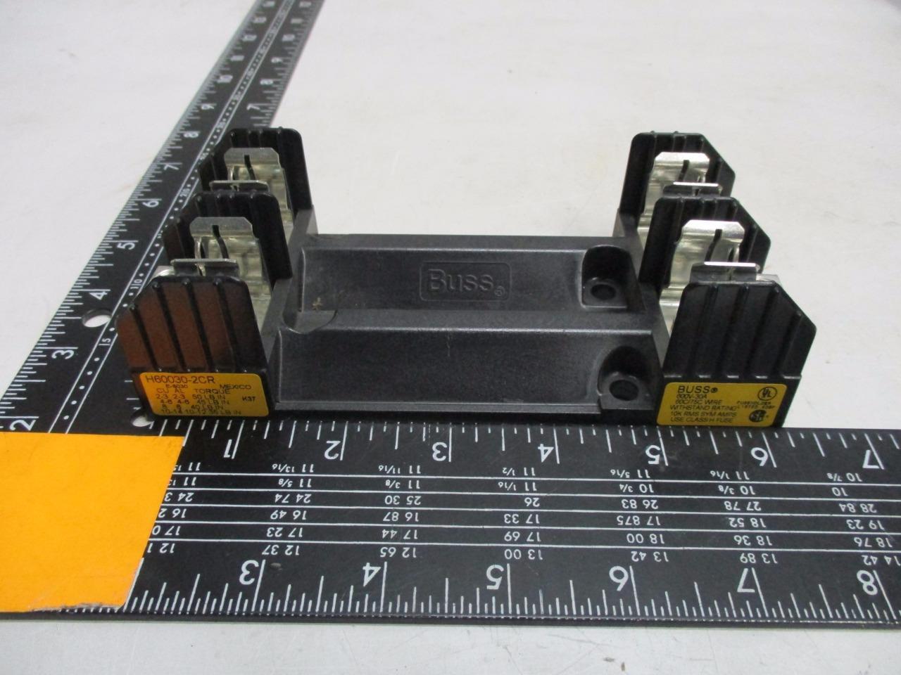 BUSS H60030-2CR Fuse Holder – Class H Fuse, 600V 30A 60C/75C Wire – NEW