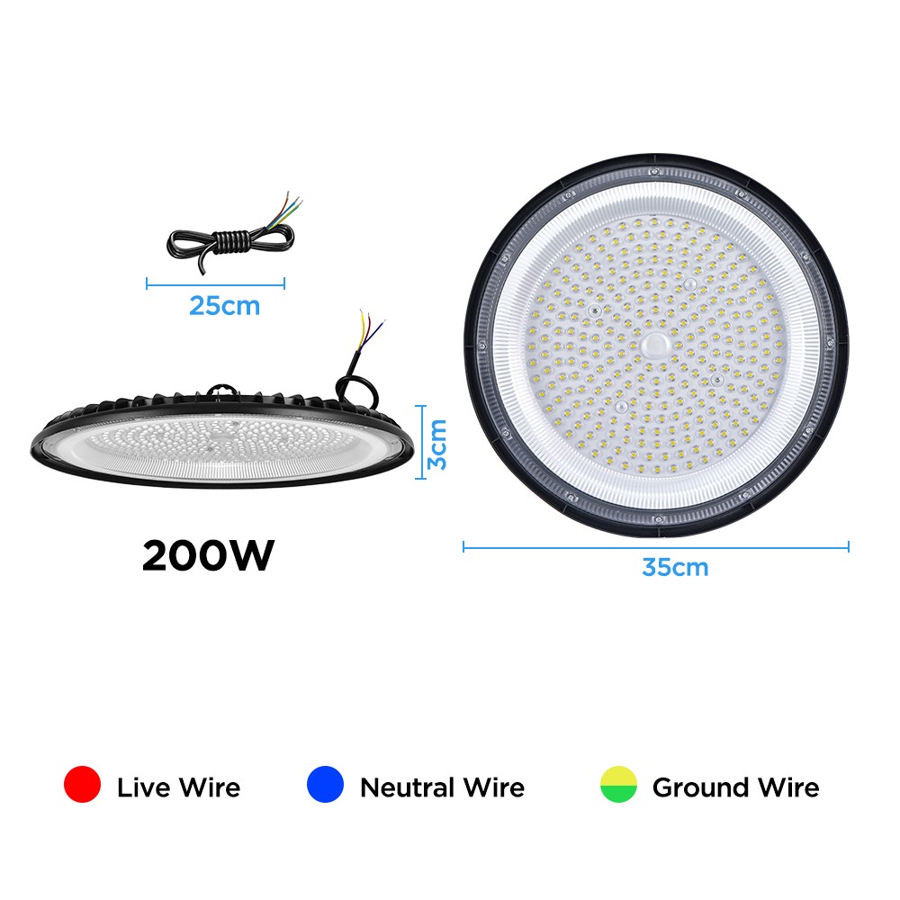 5Pcs 200W 20000lm LED High Bay Lights 600W MH/HPS 7000K Warehouse Light Fixtures