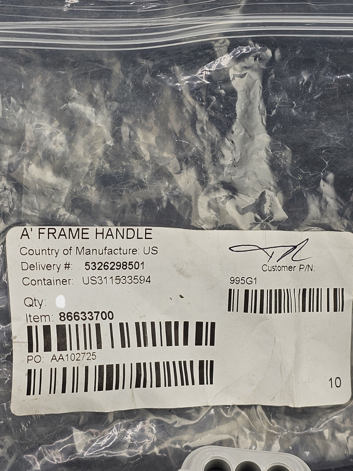 (QTY 2) TotalSource SY995 TSA/SY995 Frame Handle Assembly For Forklift