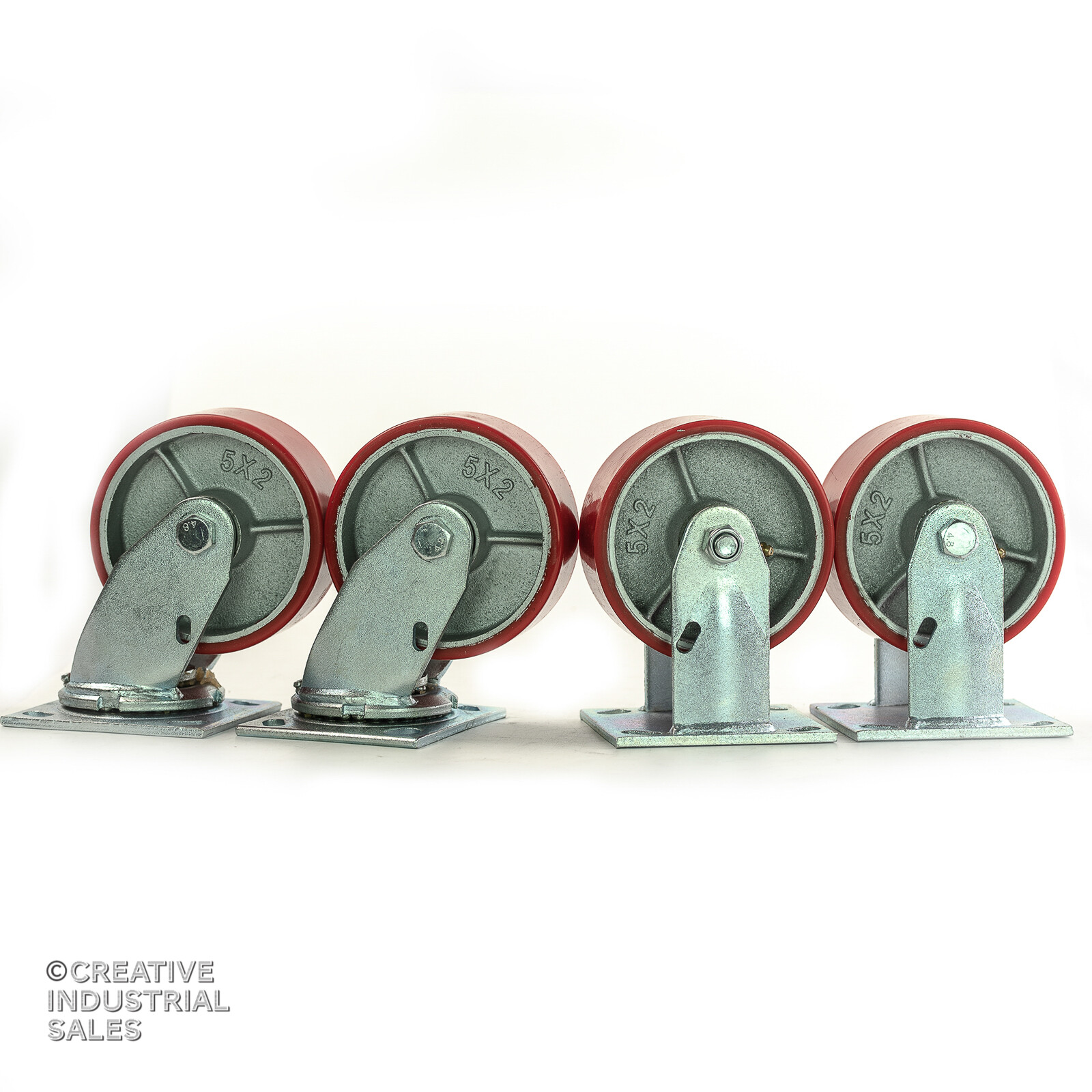 5″ x2″ Swivel Casters Polyurethane Wheel Steel (2) Rigid (2) 1000lbs ea Tool Box