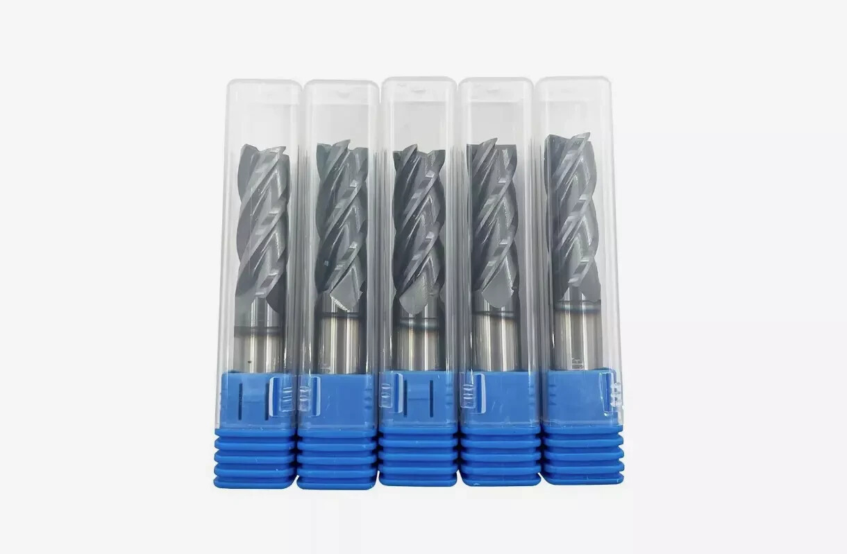 5 PCS 1/2″ 4 Flutes Square Helix Carbide End Mill Bits AlTiCrN Coated HRC 50
