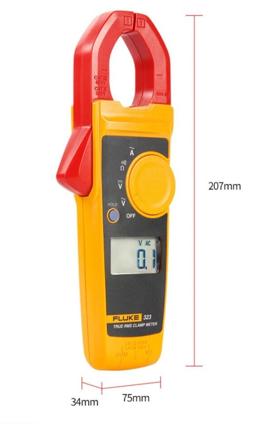 Fluke 323 True-RMS Digital Clamp Meter, 600V AC&DC Voltage,Ohm W/case Excellent