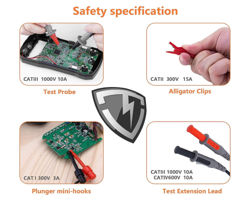Kit de cables de prueba de silicona suave para electricistas CAT III 1000V y CAT