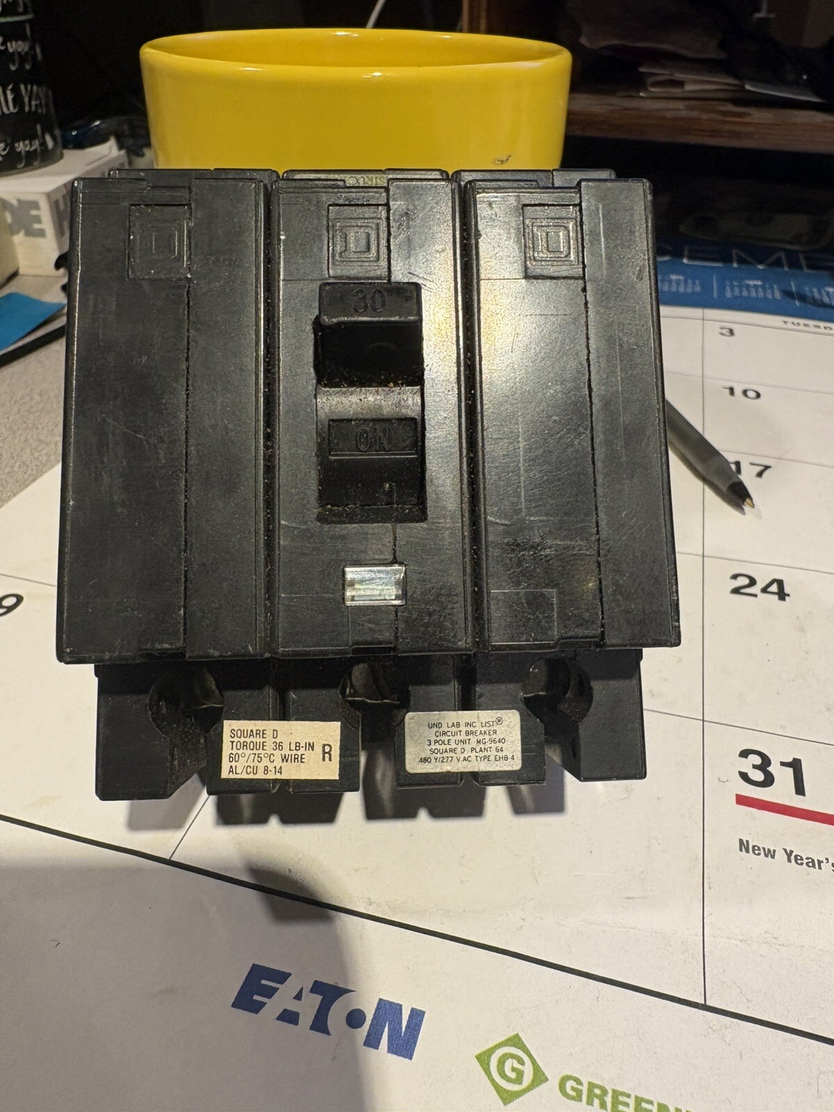 Square D EHB34030 3 Pole Circuit Breaker