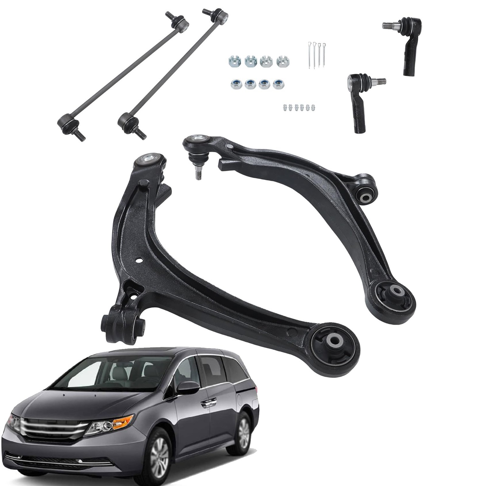 6PC Front Lower Control Arms Outer Tie Rod for Odyssey 2011 2017 ES800333