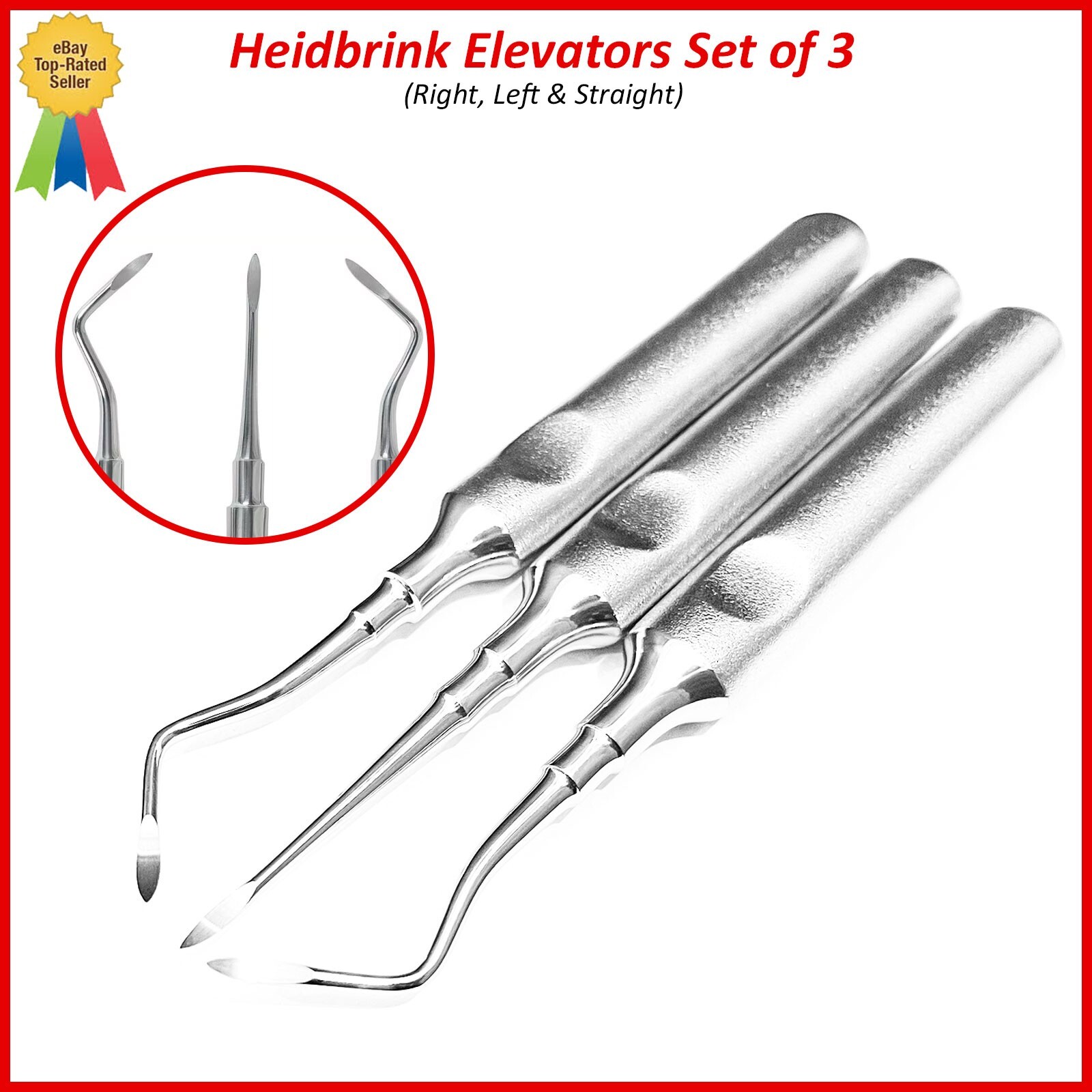 3 Pcs Dental Root Elevators HEIDBRINK Oral Surgery Luxating Root Picker Elevator
