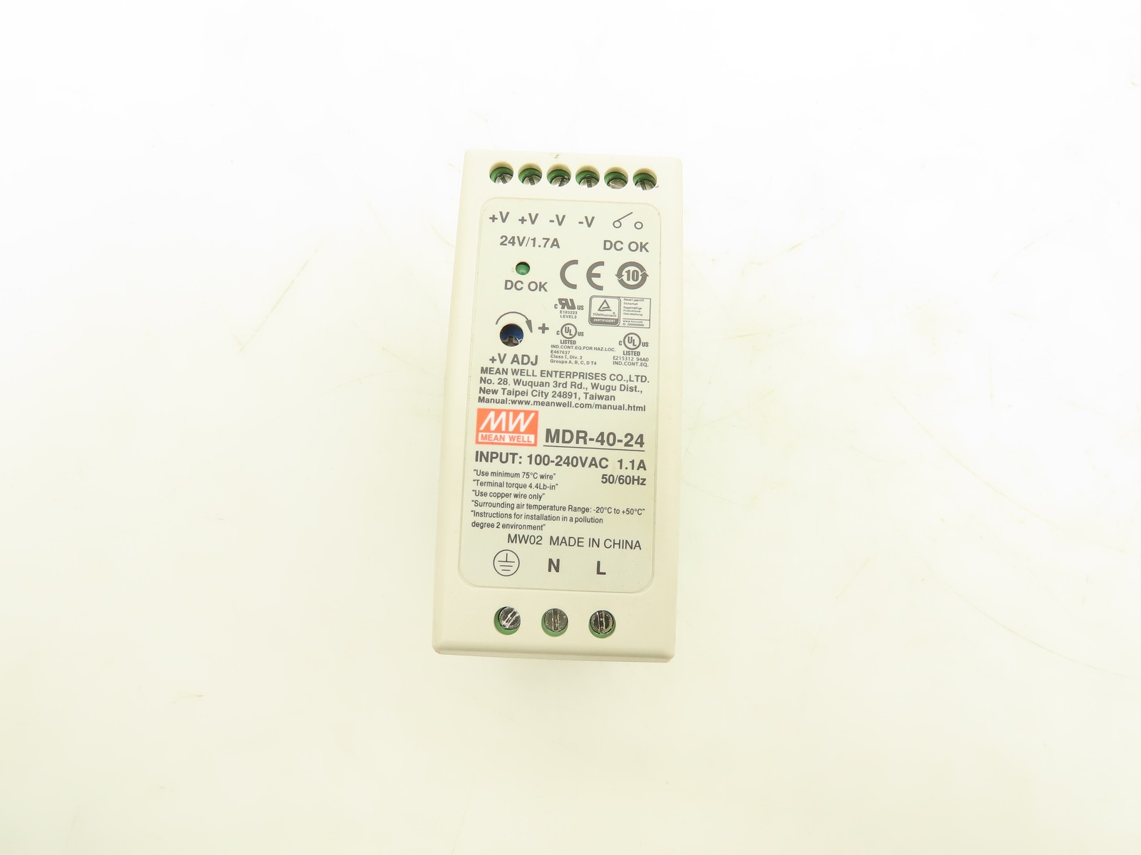 Mean Well MDR-40-24 DIN Rail Power Supply 100-240VAC to 24VDC 40W Lot of 3