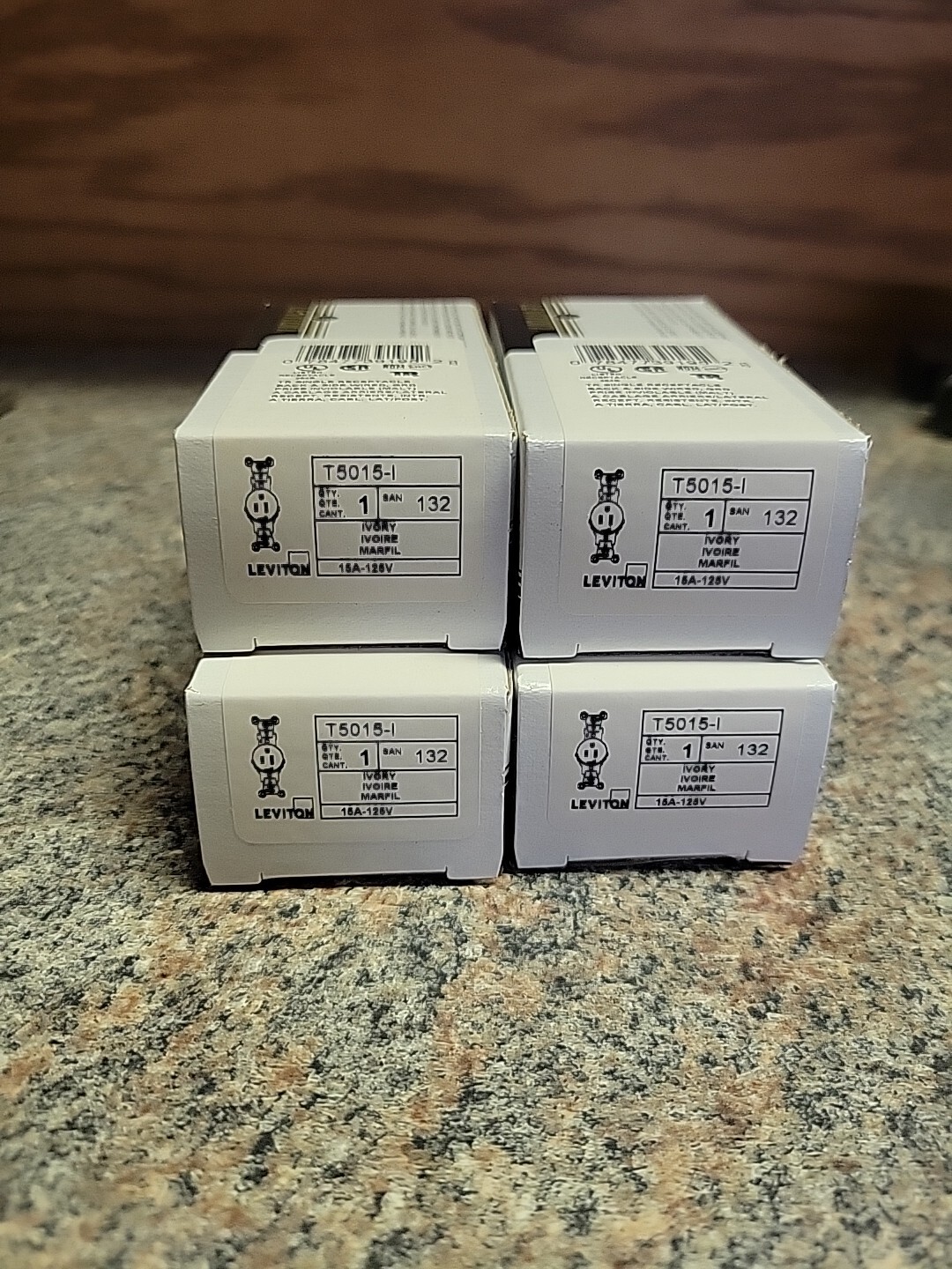 (Lot Of 4) Leviton T5015-I TR Single Receptacle Back & Side Wired 15A 125V Ivory