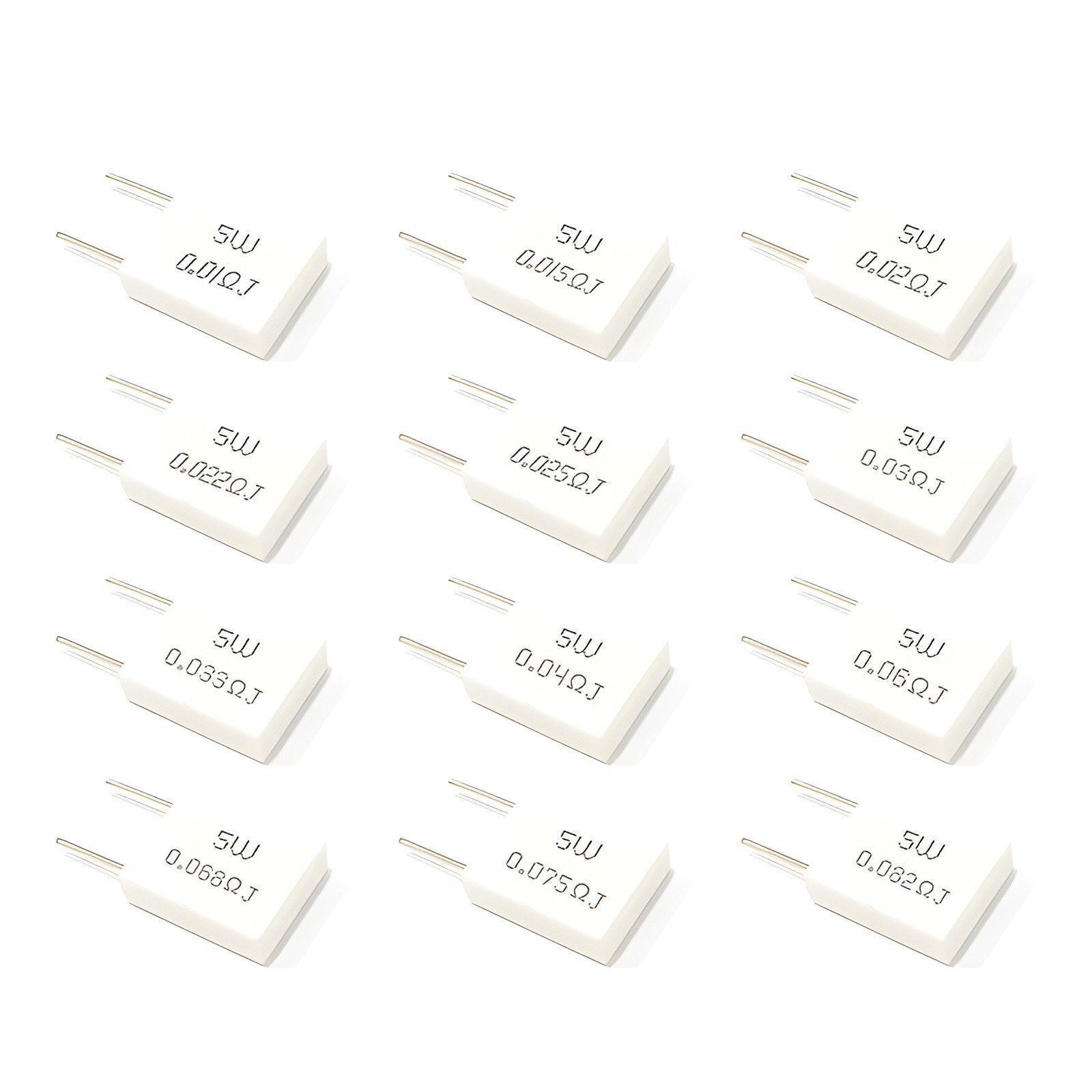 5Watt Non-Inductive Cement Resistor ±5% Values of 0.005~100Ohm Ceramic Resistor