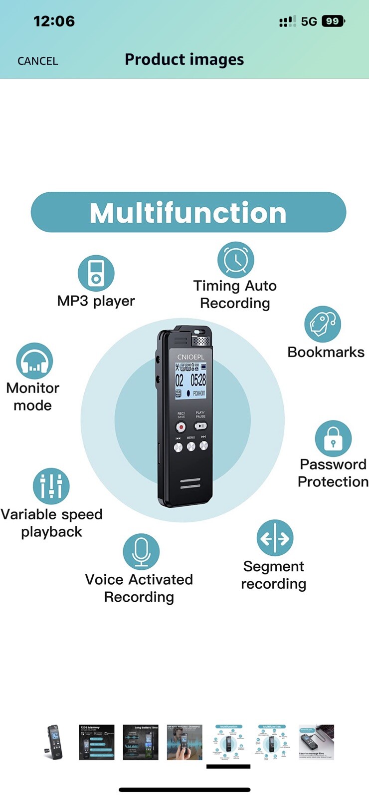 72GB Digital Voice Recorder 1536KBPS 5148h Recording Capacity 24h for Recordi…