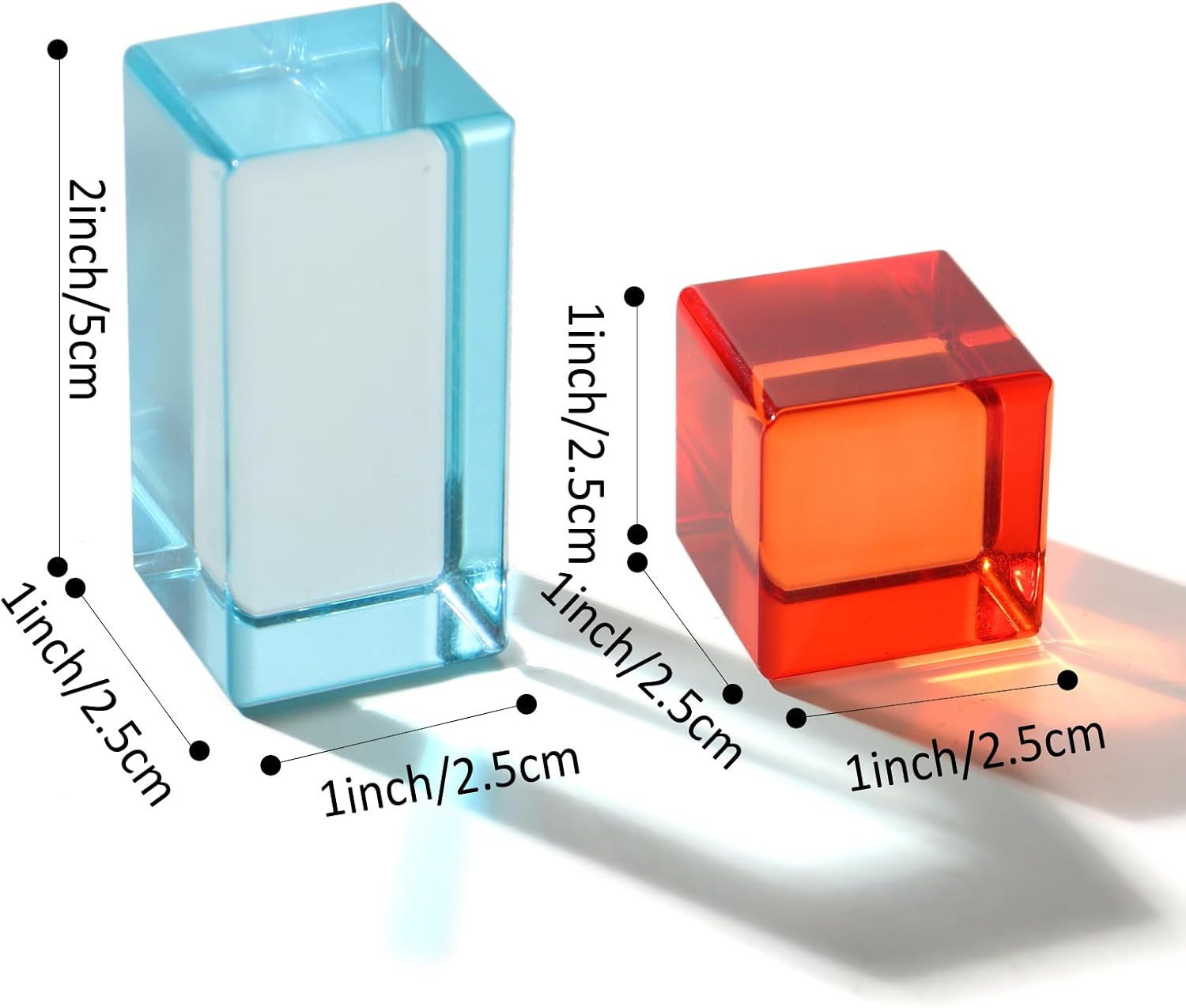 30 Pcs Mixed Acrylic Blocks Set – 10 Long (2.5X2.5X5Cm) + 20 Cube (2.5X2.5X2.5Cm