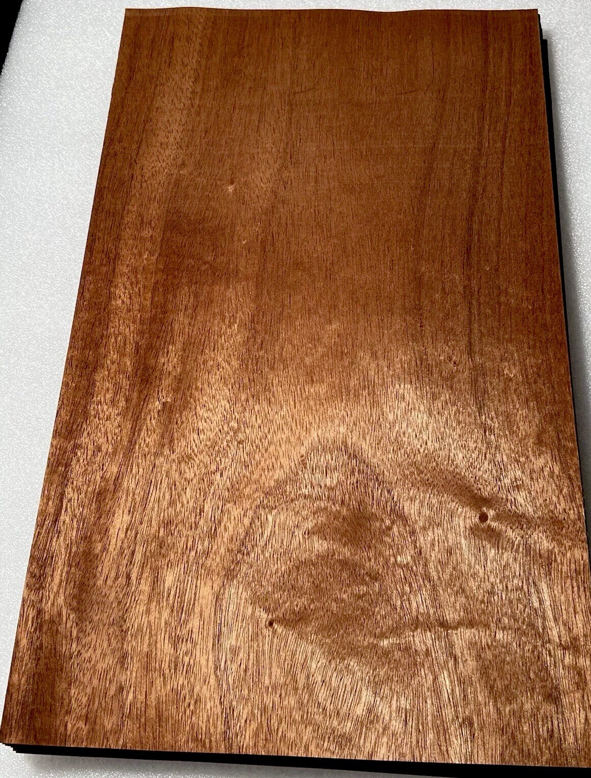 Figured Mahogany Wood Veneer, 19.5” L x 11.5” W, Raw Unbacked ,1/42” Thickness