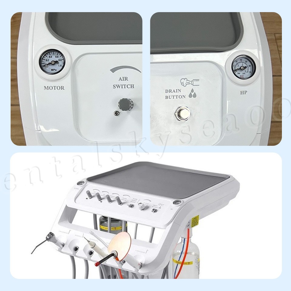 Dental mobile Delivery Unit Treatment Cart with Compressor scaler Curing Light