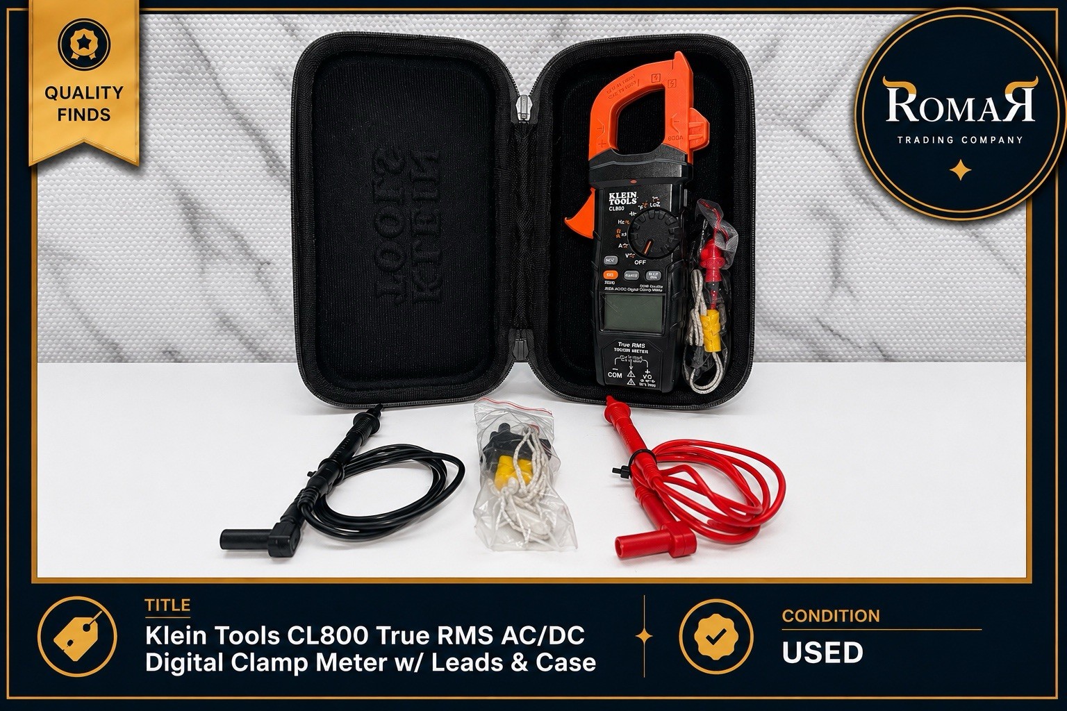 Klein Tools CL800 True RMS AC/DC Digital Clamp Meter w/ Leads Case Tested Works