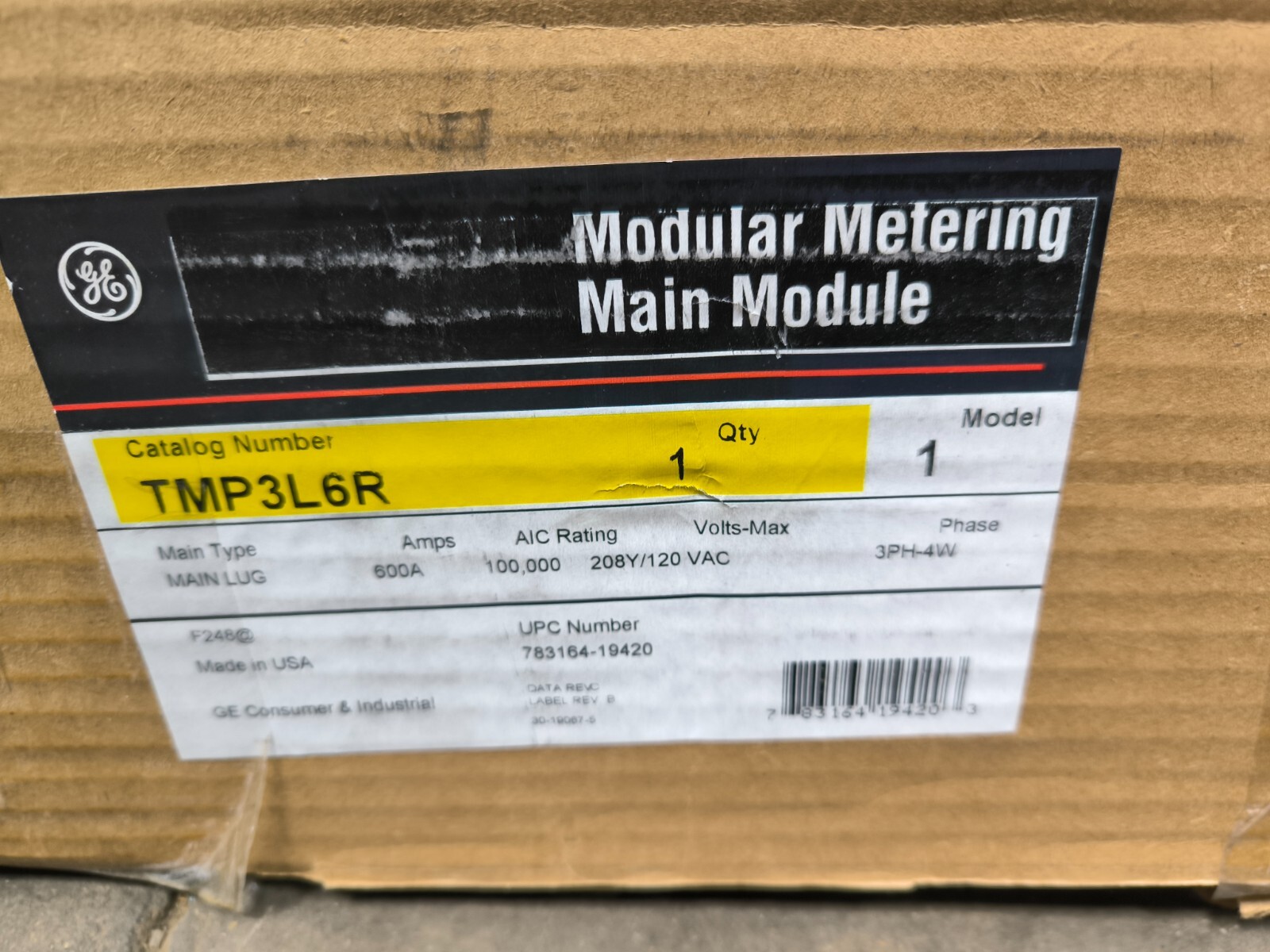 GE General Electric TMP3L6R Meter Mod III 600 Amp 208Y/120 VAC 3 Phase 4 Wire 3R