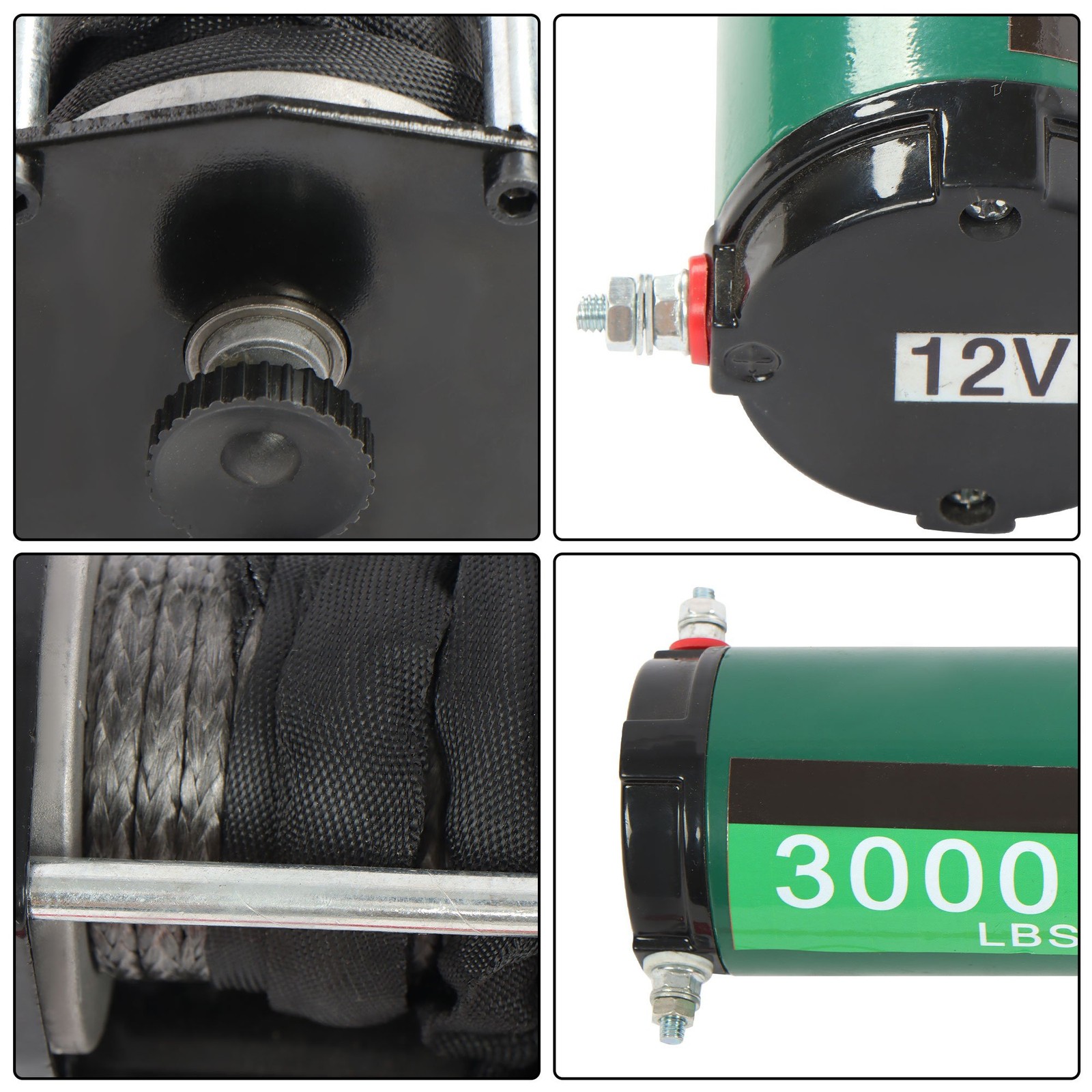 12V 3000LBS 1.3HP Electric Winch 32ft Synthetic Rope Wireless & Wired Remote
