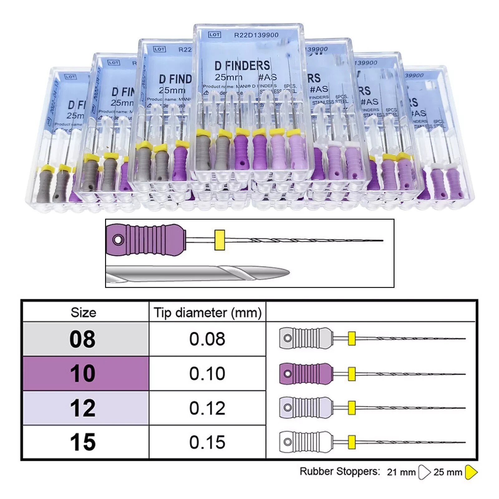 6pcs/pack Dental D Finders Endodontic Files for Calcified/Curved Canals