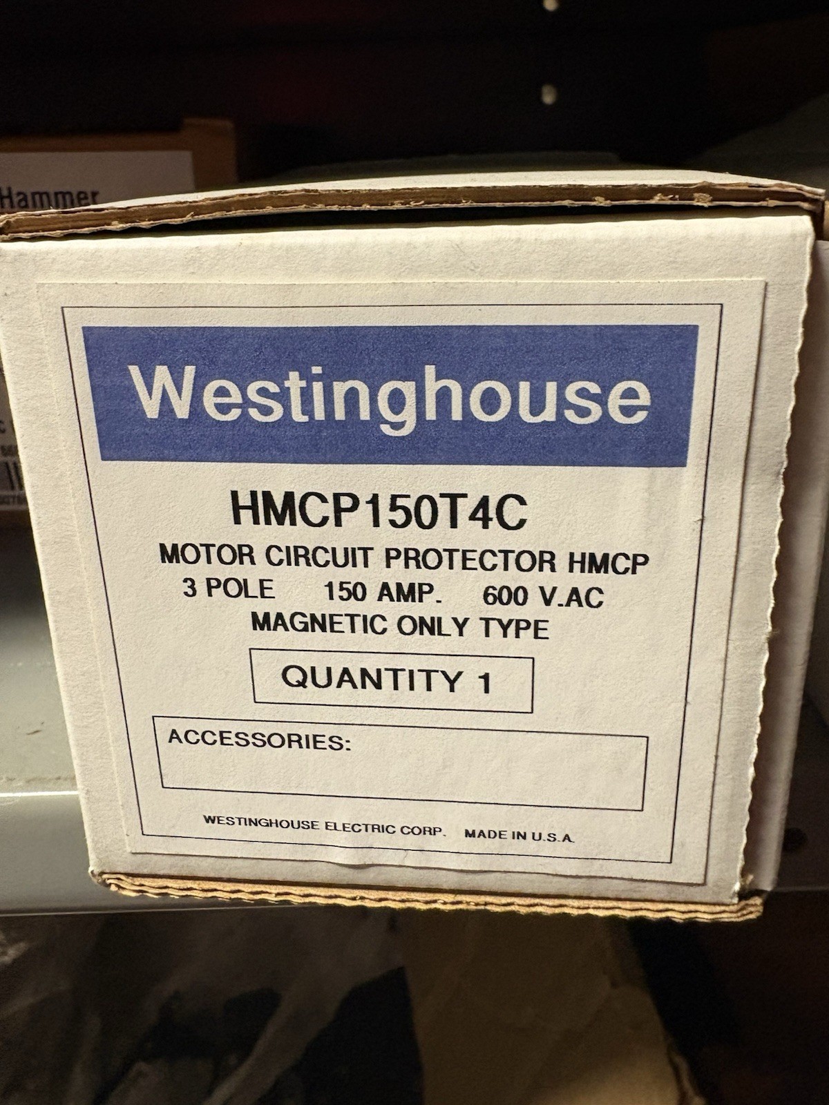 Cutler-Hammer HMCP150T4C Thermal Magnetic Circuit Breaker, F-Frame, HMCP Series,