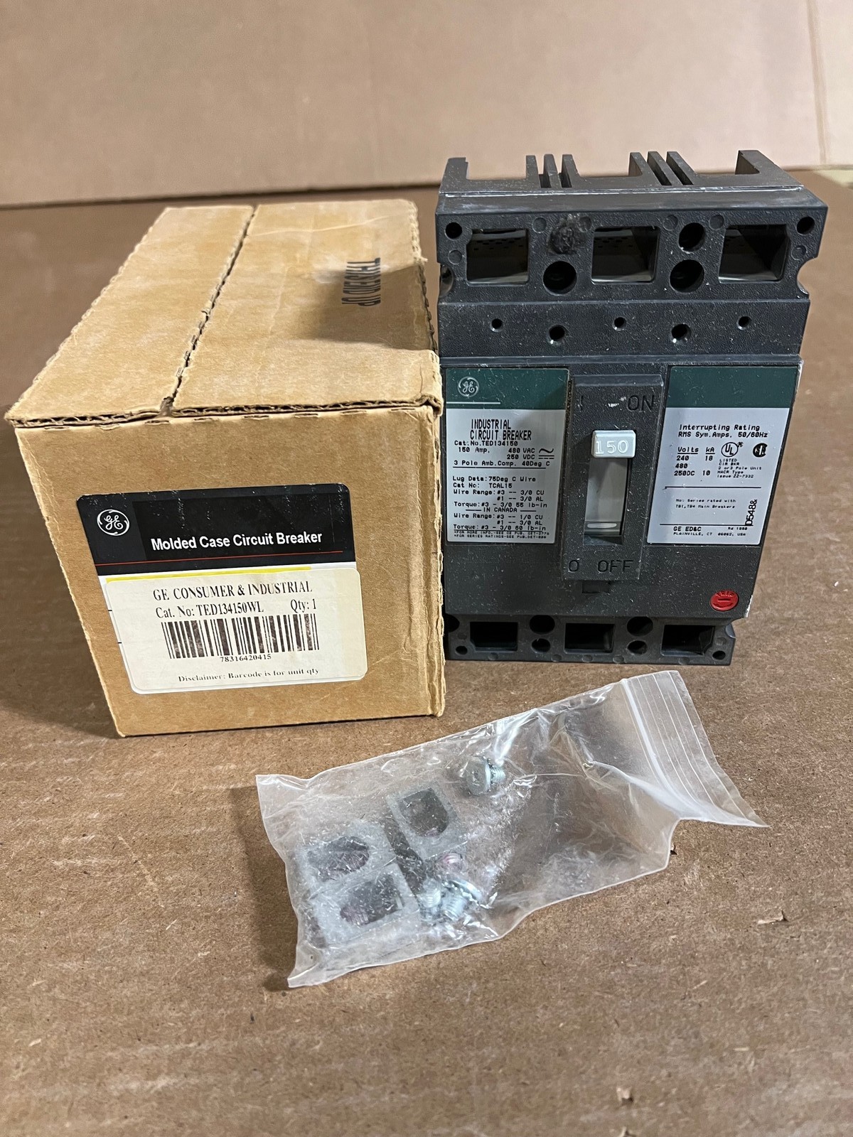 TED134150WL GE NON-INTERCHANGEABLE TRIP THERMAL MAGNETIC CIRCUIT BREAKER