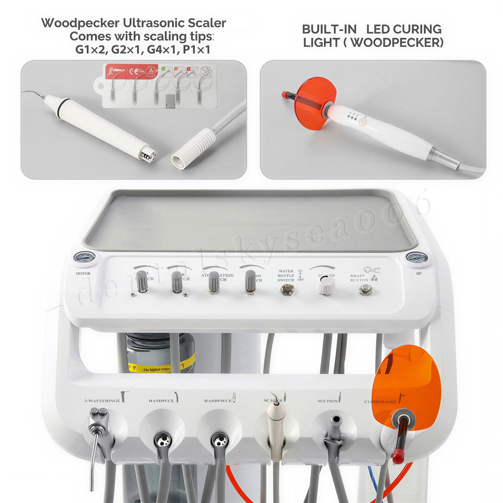 Dental mobile Delivery Unit Treatment Cart with Compressor scaler Curing Light