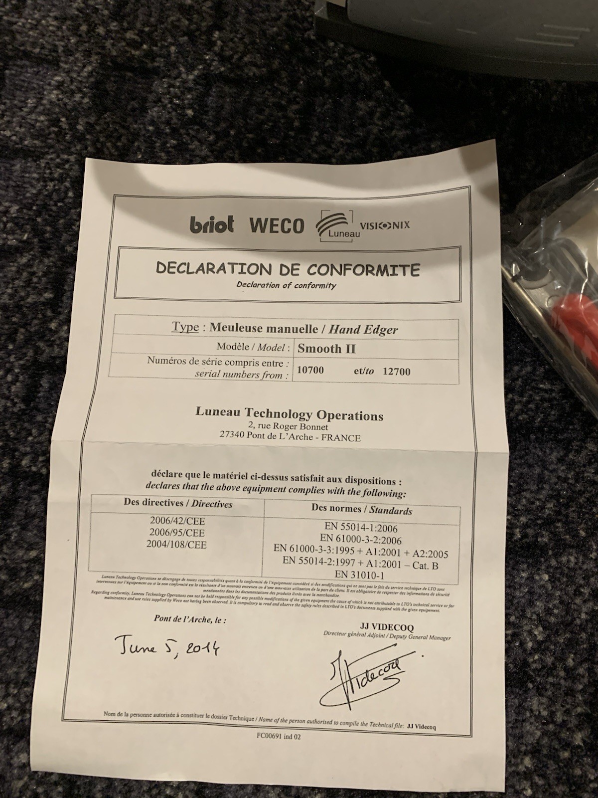 Briot WECO Smooth II Hand Edger ( Luneau Technology, Visonix)
