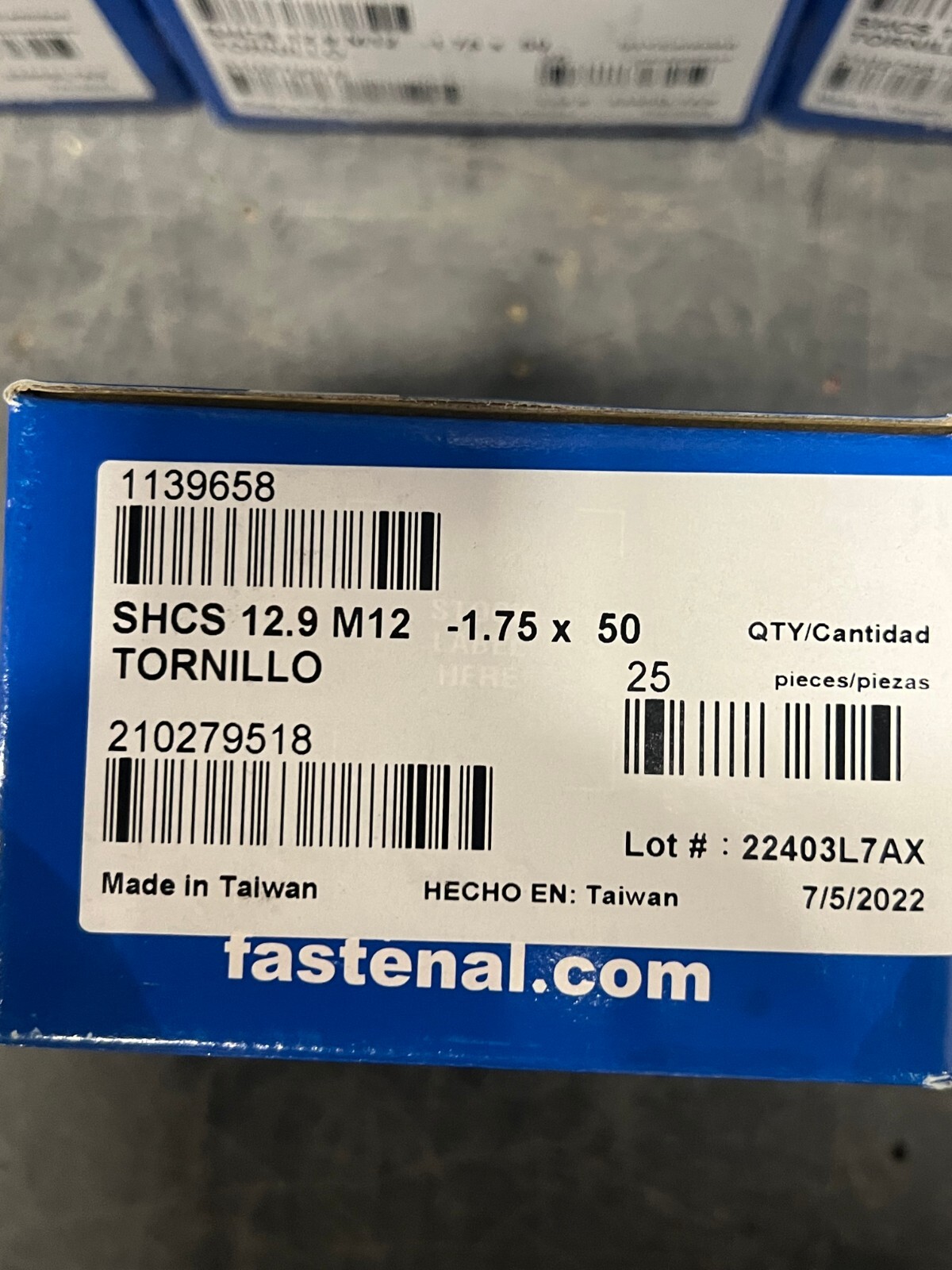 Qty. 50 FASTENAL 1139658 Steel Socket Cap Screw SHCS M12-1.75X50 – New in Box