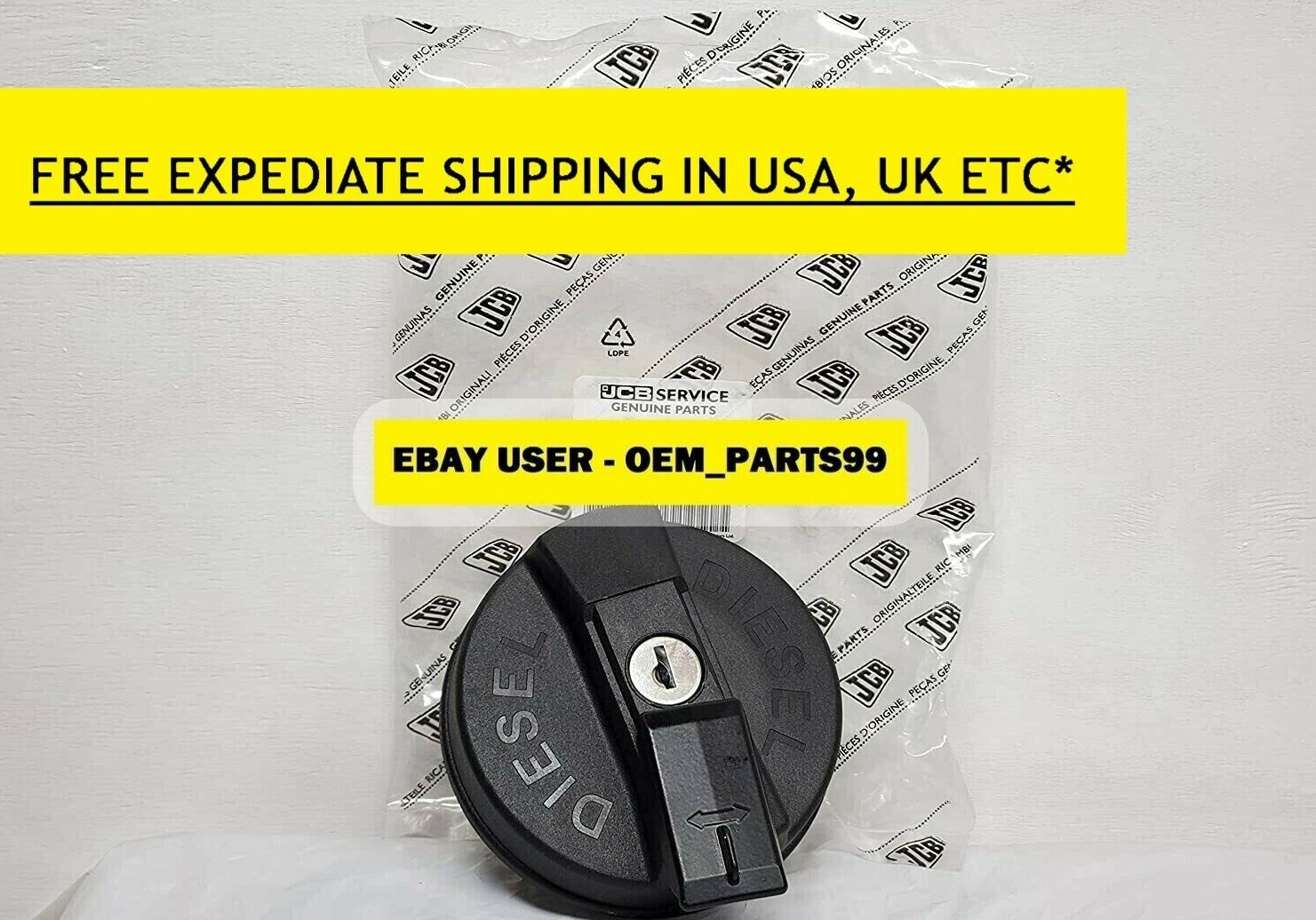 Genuine JCB Diesel Filler Cap W. 2 Keys (Part# 332/F4780 331/11403 701/45501)