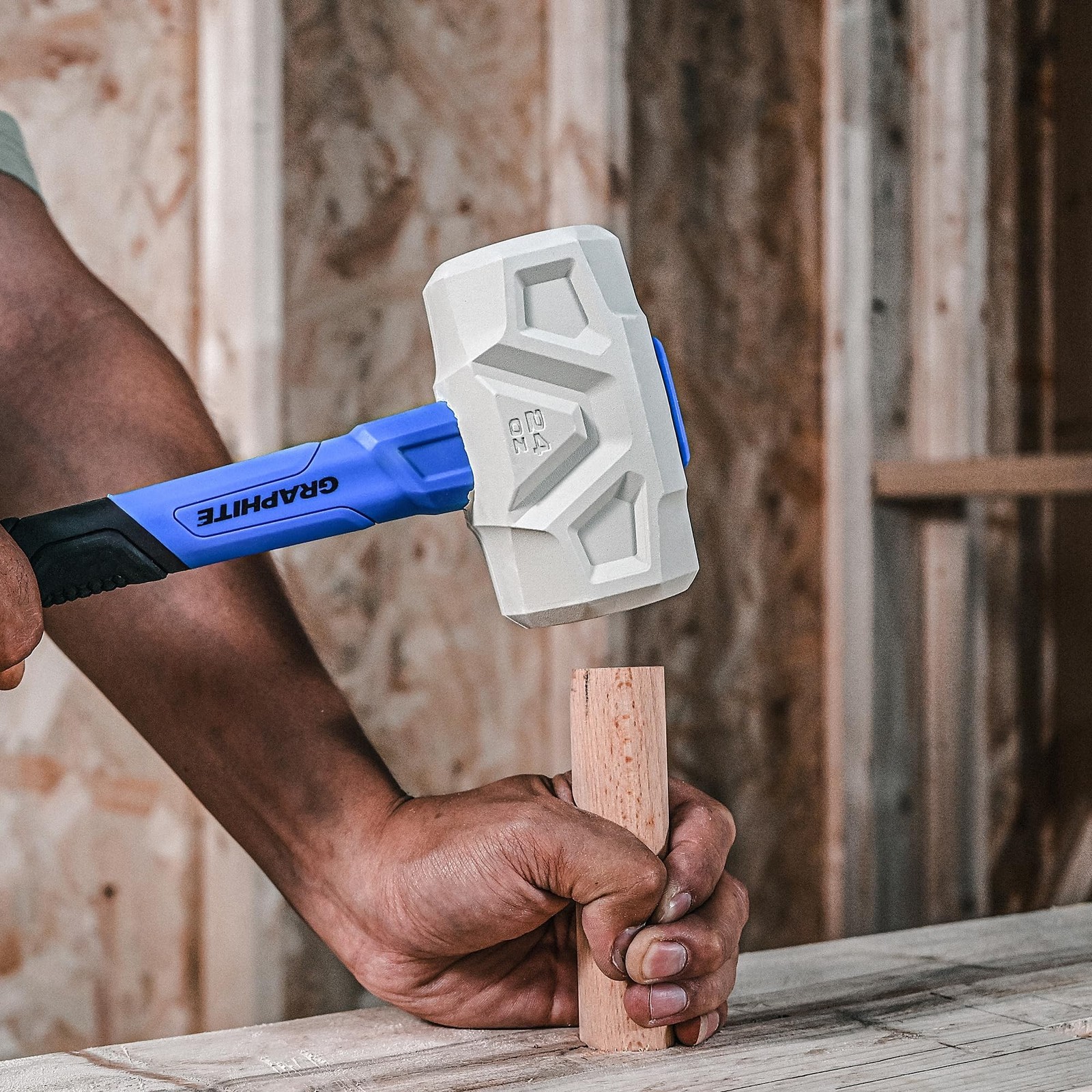 Real Steel Rubber Mallet Hammer 32 OZ White Rubber Hammer with Solid Head, Do…