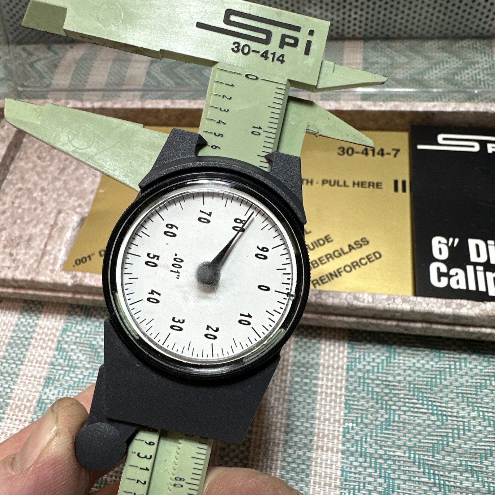 SPI 30-414 6” Dial Caliper Green Made In Switzerland 65% Fiberglass Reinforced