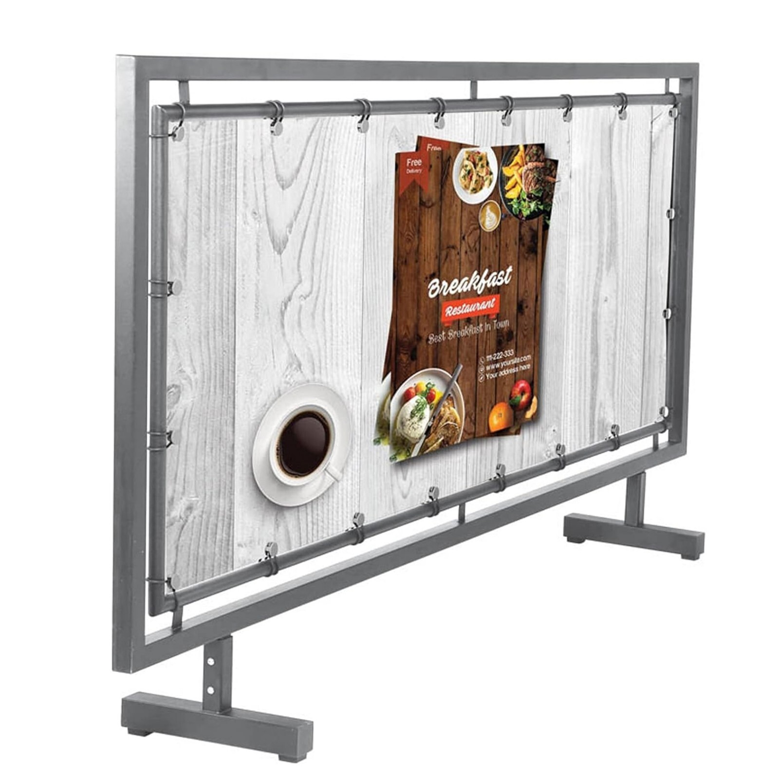 Floor Standing 65×24 inch Black Street Barrier Crowd Control Distancing Security