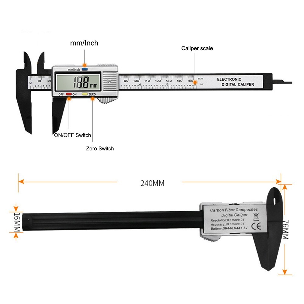 150mm Digital Caliper 6″ Micrometer LCD Gauge Vernier Electronic Measuring Ruler