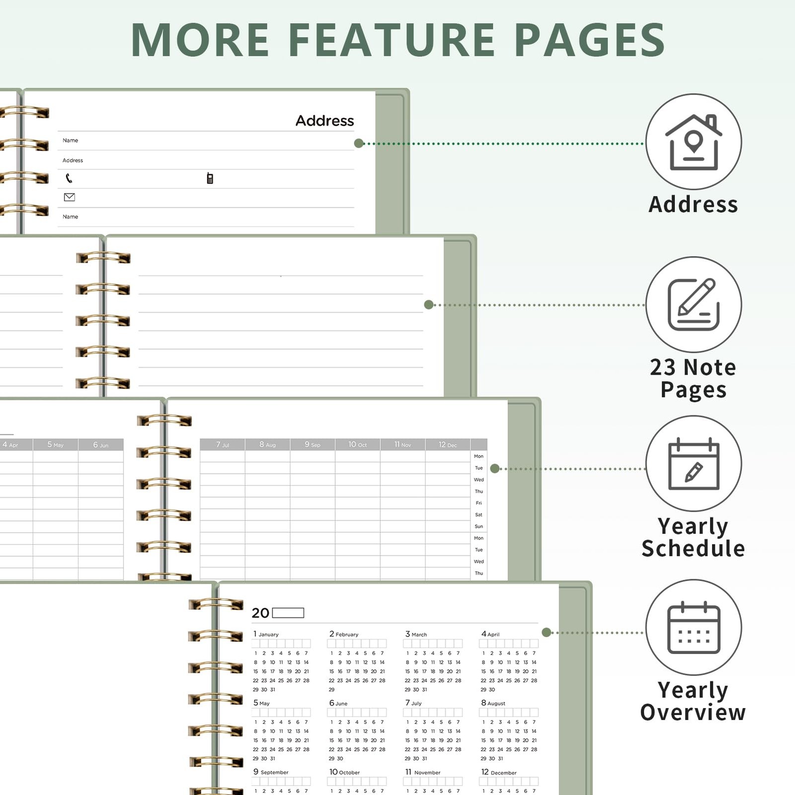 Undated Planner, Weekly and Monthly Calendar, 53 Weeks and 12 Months, A5 (6.3…