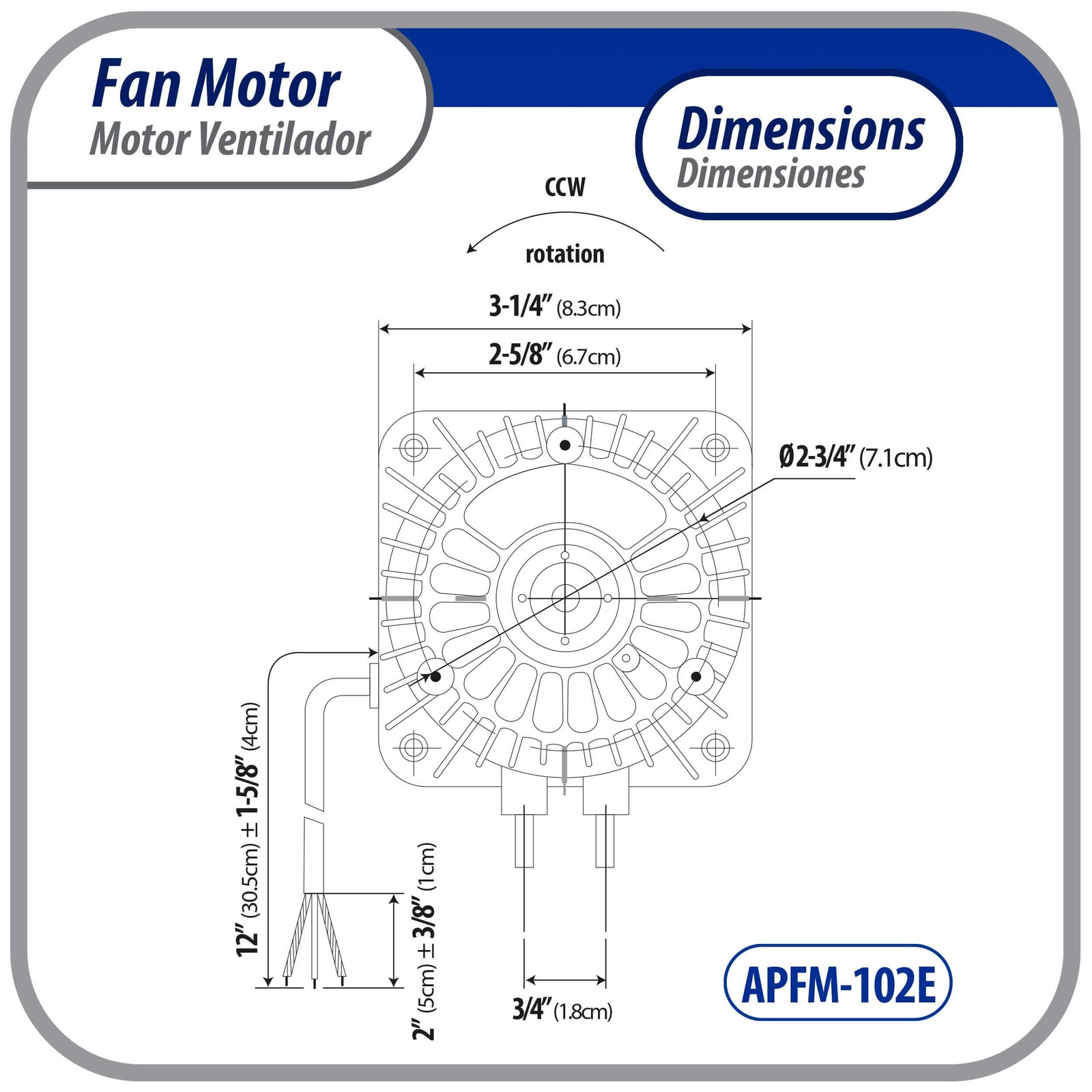 Appli Parts APFM-102E 10W refrigeration condenser and evaporator motor 220V 60Hz