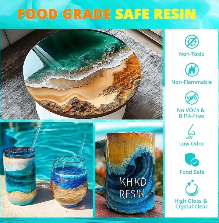 Epoxy Resin Kit – 32 OZ Fast Cure Epoxy Resin, KHKD RESIN Quick Dry Resina Ep…