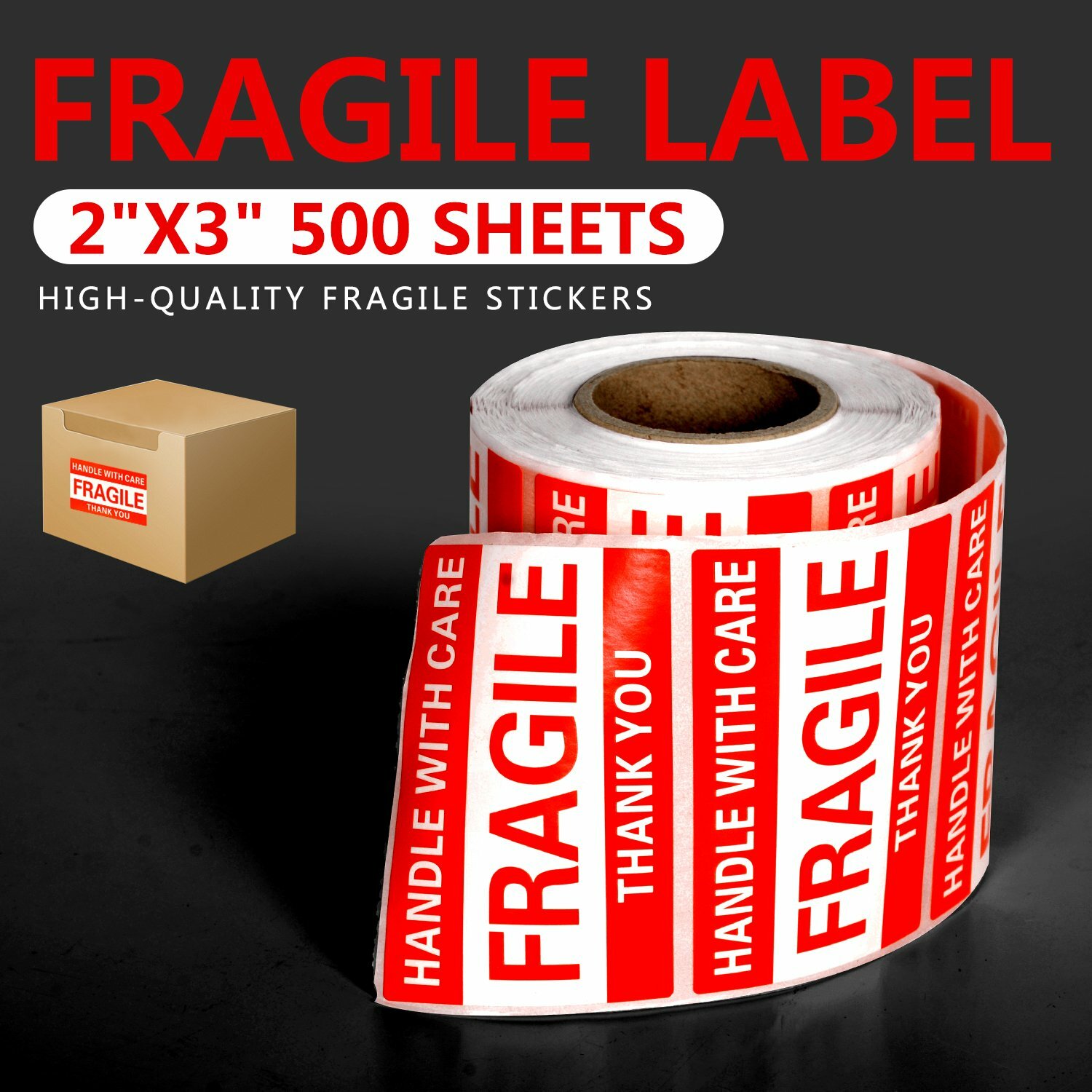 Fragile Stickers 1 Roll 500 2×3 Fragile Label Sticker Handle With Care Mailing