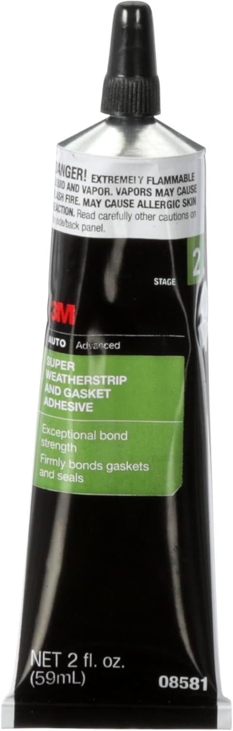 3M Super Weatherstrip and Gasket Adhesive, 08581, Black, 2 fl oz Tube, 1 Per Pac