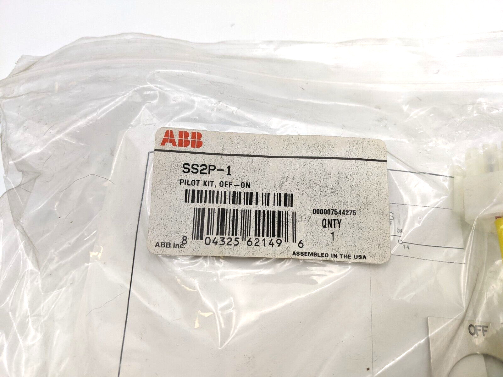 ABB SS2P-1 Pilot Device Kit OFF ON Selector Switch Control Panel Equipment SS2P1