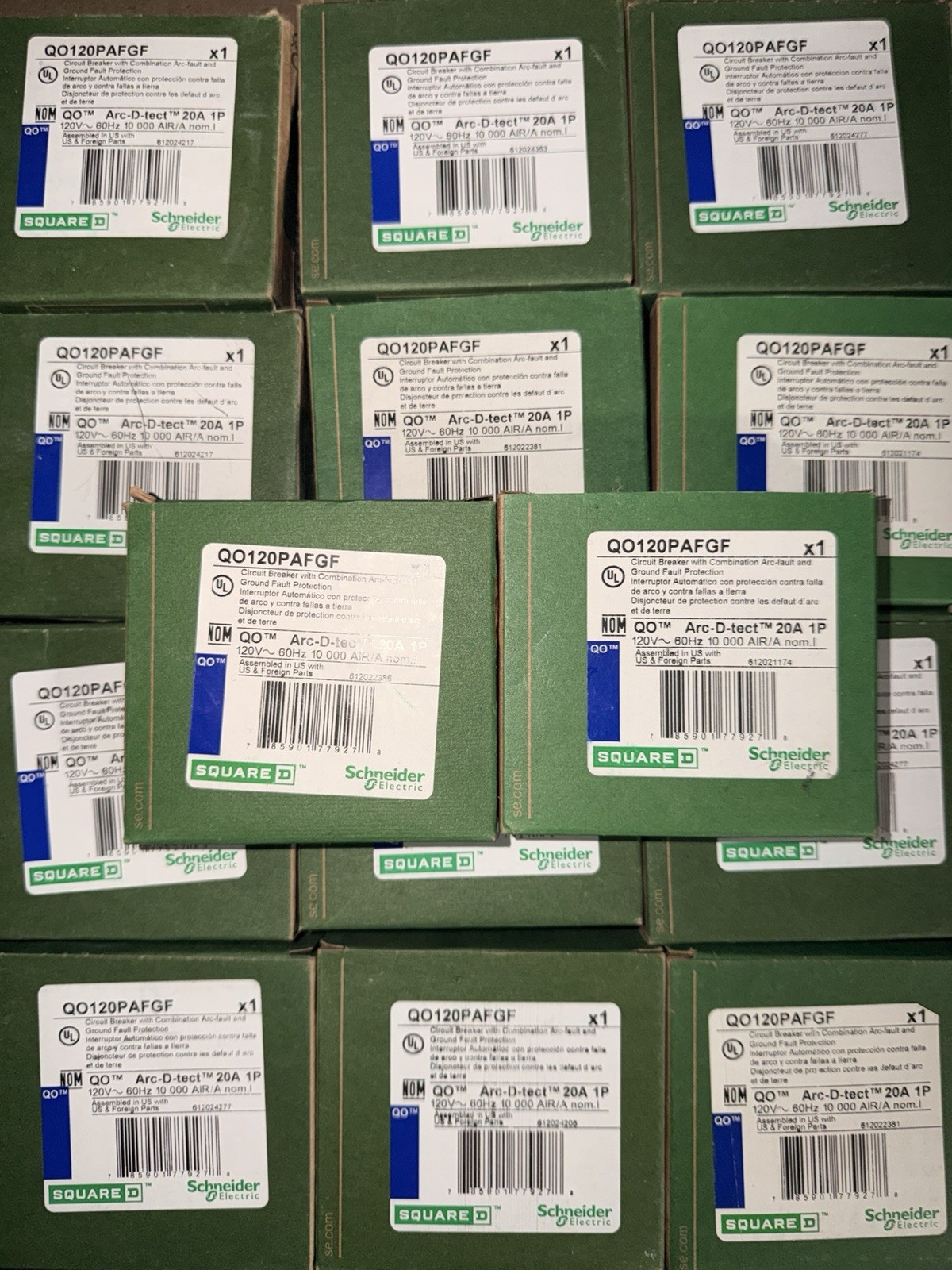 10PC Square D QO120PAFGF 20A 120V Circuit Breaker AFCI GFCI DUAL FUNCTION Plugon