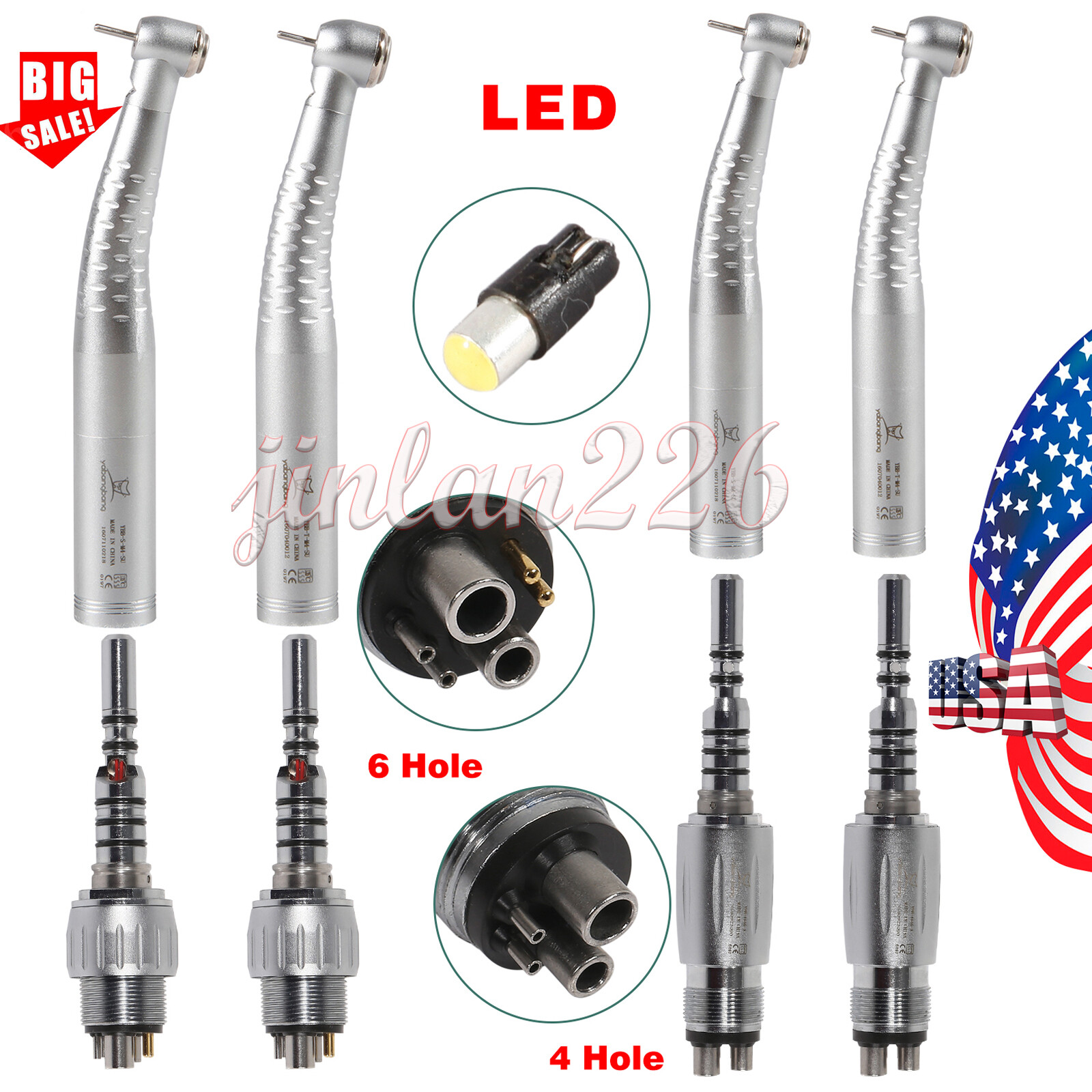 YABANGBANG Dental High Speed Turbine Fiber Optic Handpiece fit KaVo Coupler 4/6H