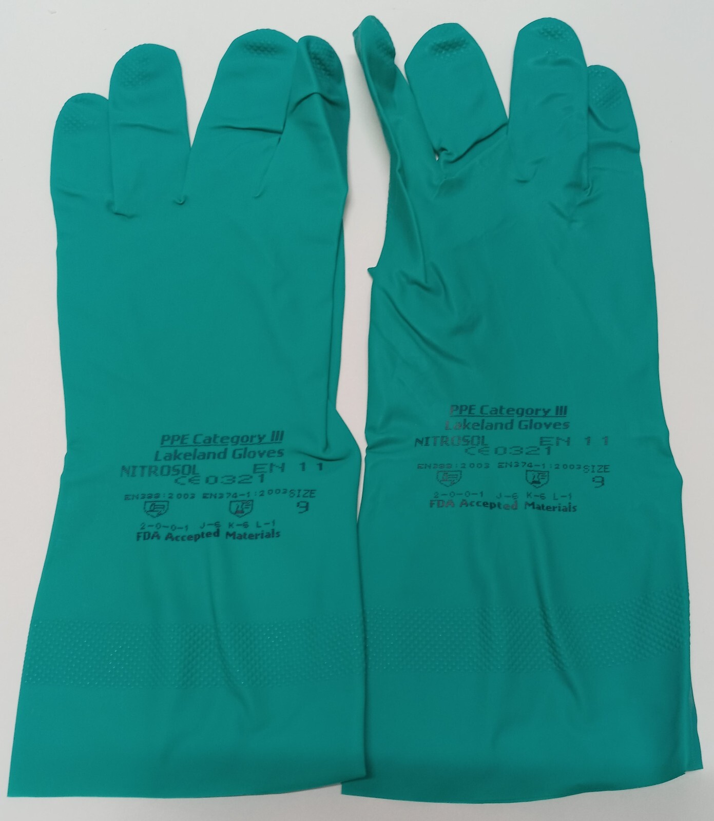 Lot of 6 Pair Lakeland Industrial Chemical Resistant Nitrosol Gloves Size 9