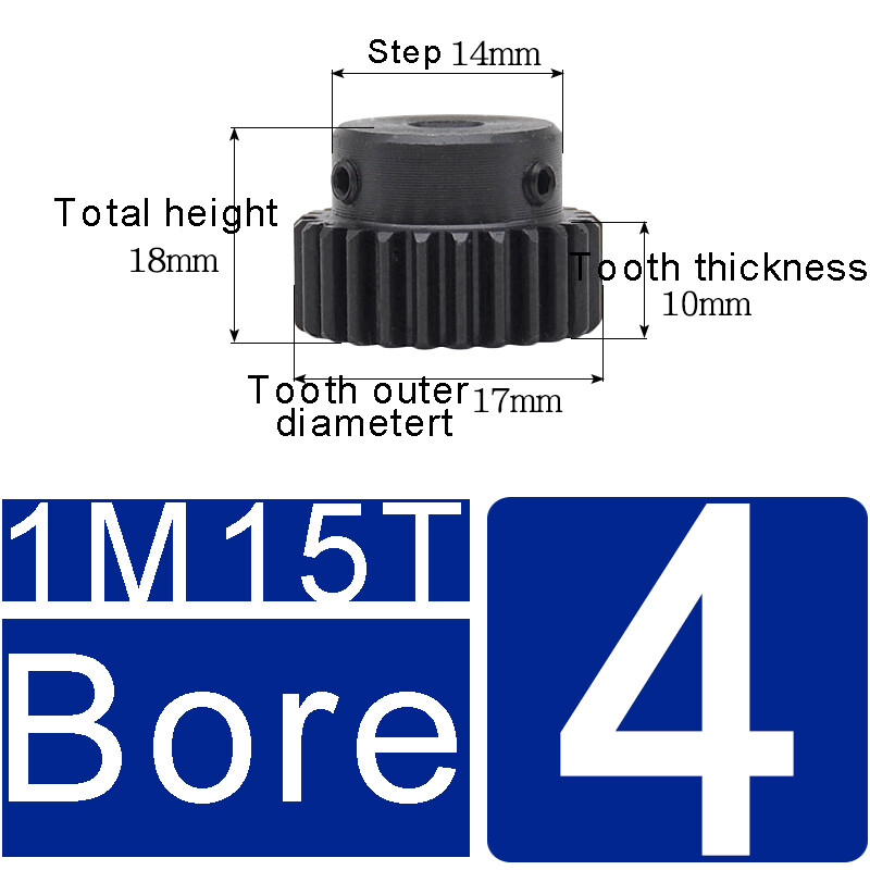 1 Mod Pinion Gear 10-150T Spur Gear With Step 45# Steel Transmission Gear 4~25mm