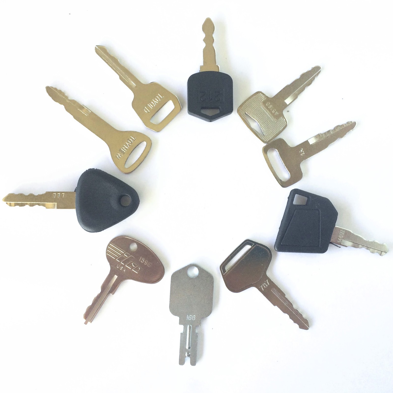Forklift Key Set 10 keys CAT Clark Komatsu Toyota Doosan Nissan Hyster JCB Yale