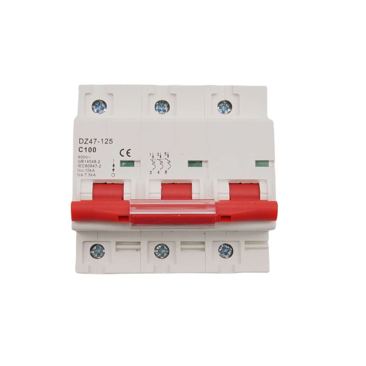 3P AC MCB Mini Circuit Breaker Type C 6 10 16 25 32 40 50 63 80 100 125Amp 400v