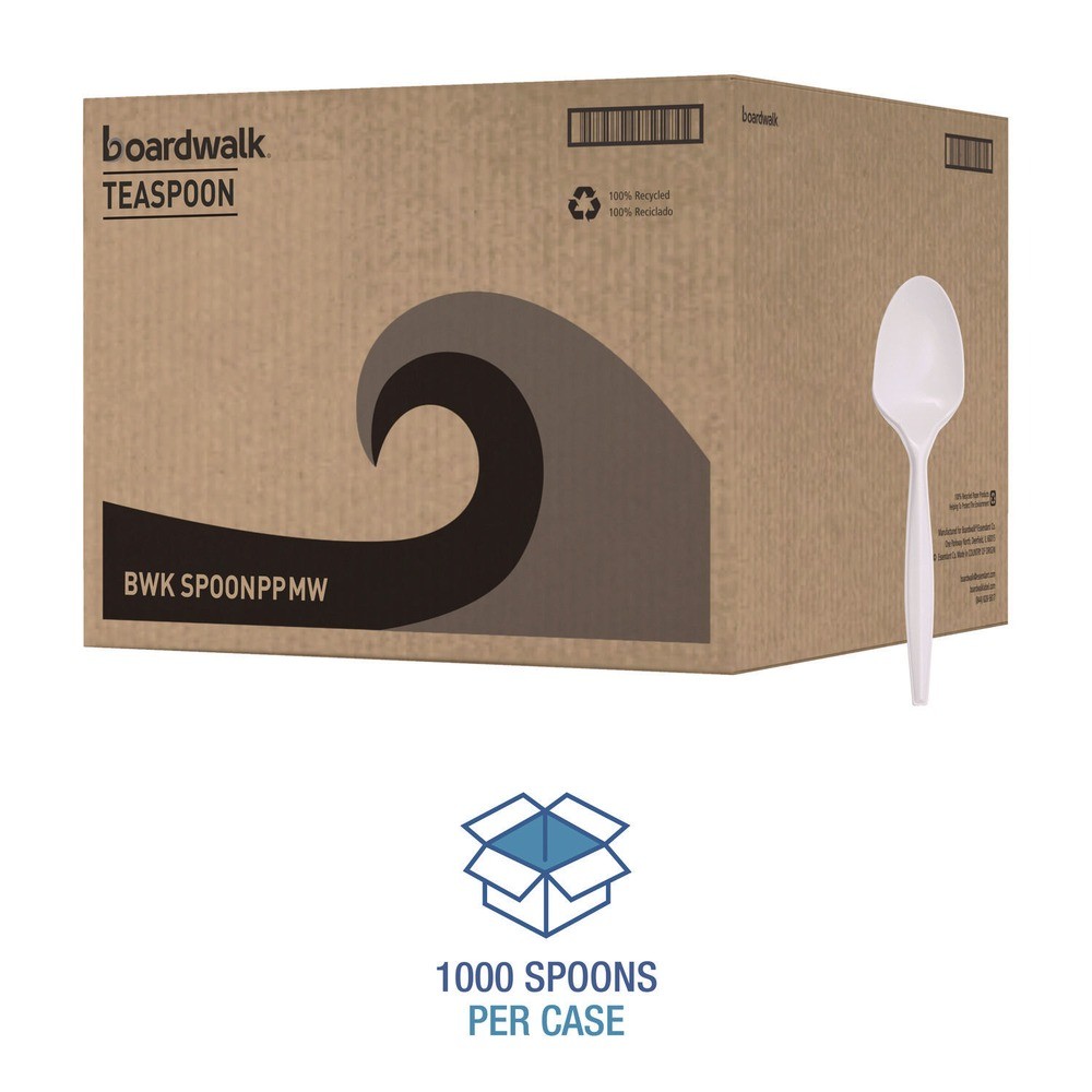Boardwalk SPOONPPMW Polypropylene Plastic Spoon Cutlery – White (1000/CT) New