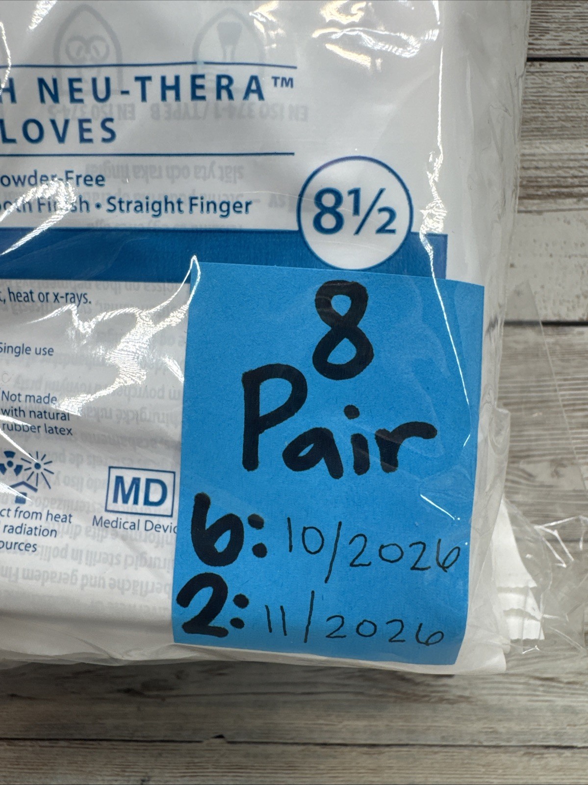 Protexis PI Blue w/Neu-Thera Surgical Gloves *8 PAIR* Size: 8.5 *Exp: 10/26+*