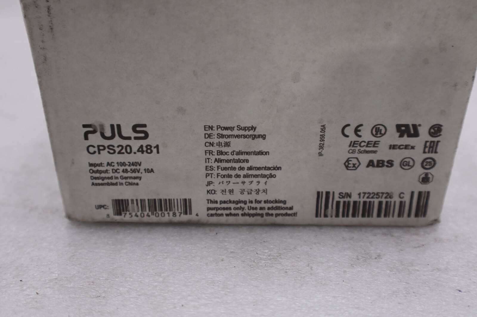 Puls CPS20.481 Power Supply, 1-Phase, 120-240VAC, 48VDC 10A 480W NEW IN BOX H450