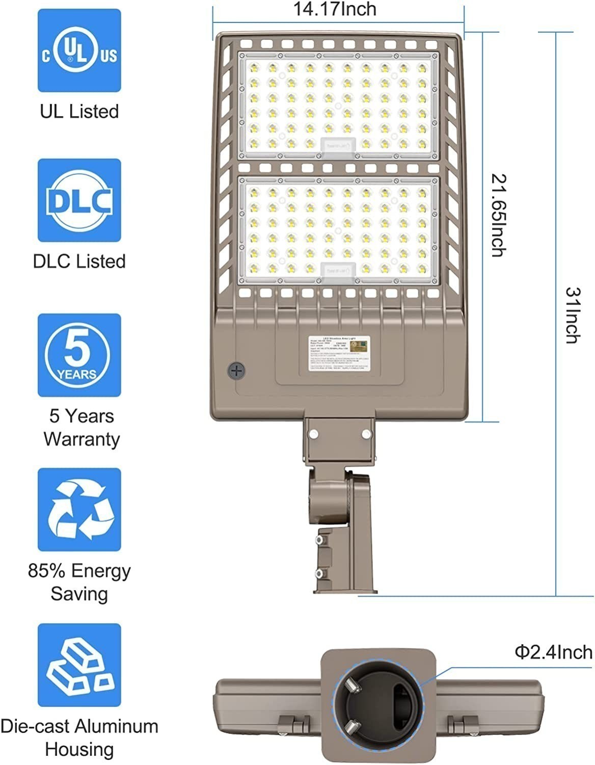 400W LED Parking Lot Pole Light Commercial Shoebox Fixture Super Bright 60000LM