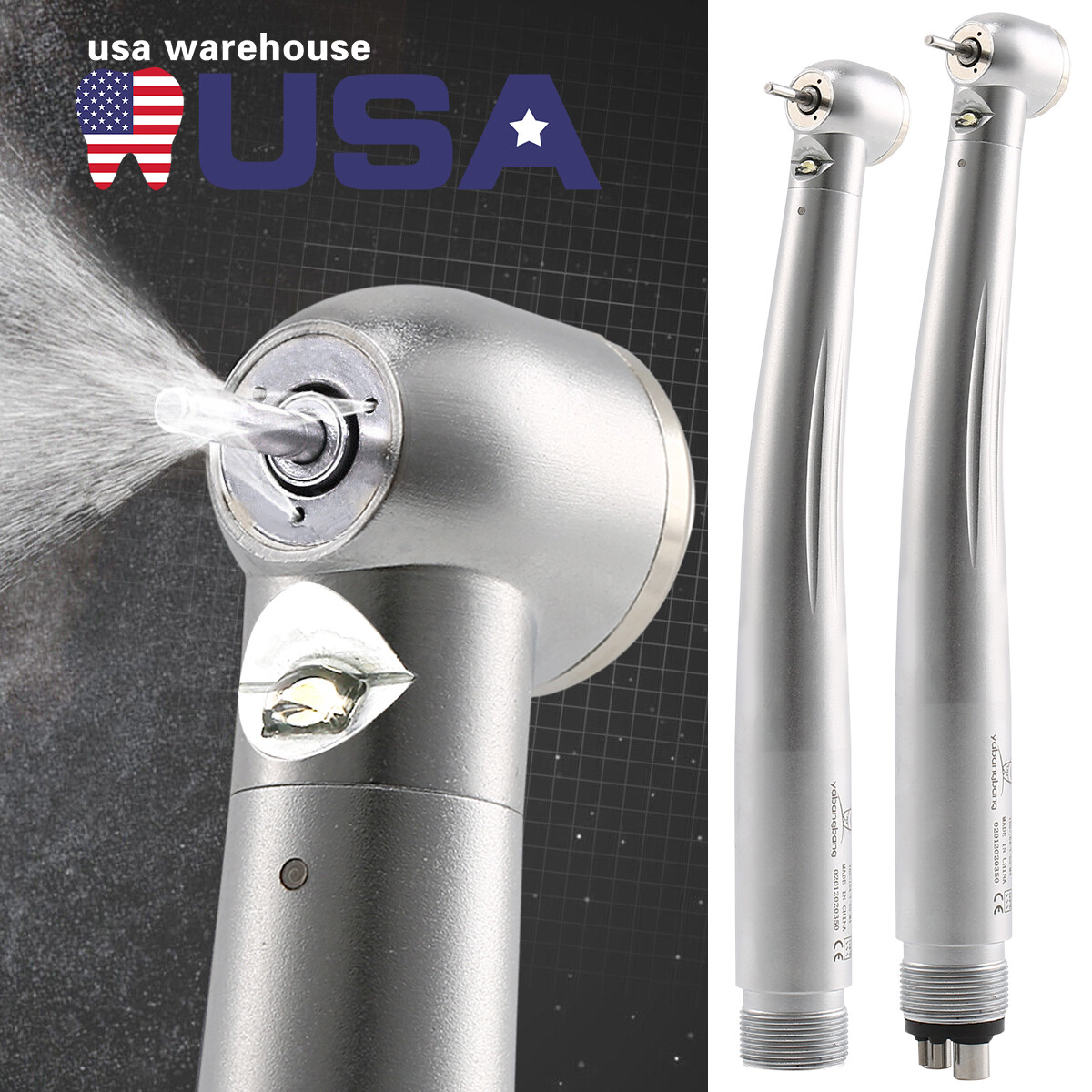 Pieza de mano LED turbina alta velocidad fibra óptica dental estilo NSK 2/4Holes