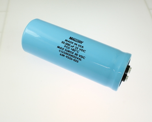 1x 50000uF 25V Large Can Electrolytic Aluminum Capacitor mfd DC 85C 30VDC Surge